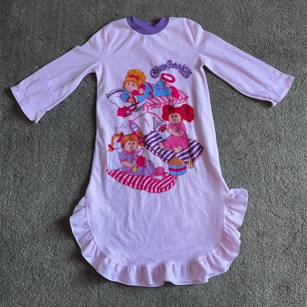 Vintage 1984 Cabbage Patch Kids Youth size 4 Pink/Purple Pajama Nightgown